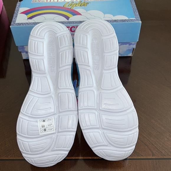 GIRLS' SKECHERS RAINBOW RACER LIGHT-UP WEDGE SNEAKERS NIB - Picture 5 of 8